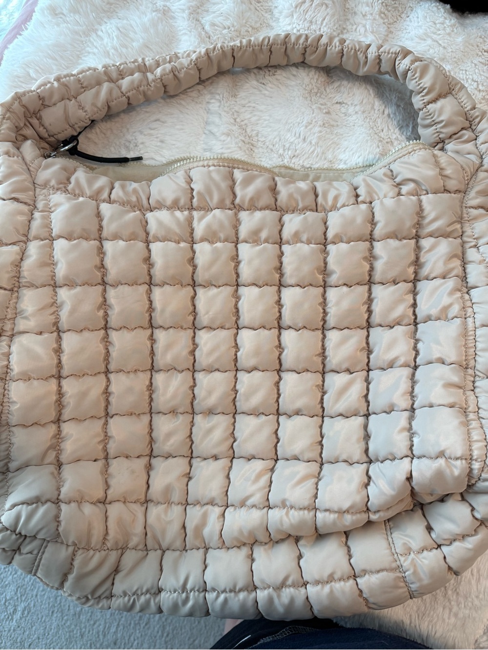Free People Quilted Puffer Shoulder Bag in Light Beige - Picture 2 of 3